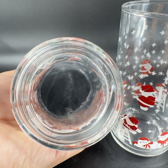 Vintage Crisa Clearly Santa Claus Snowflakes Drinkware Tumbler Set 2 Glassware - Picture 5 of 10